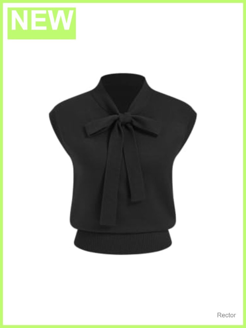 CIDER Sweater Vest Bow Tie Cap Sleeve Cropped Knit